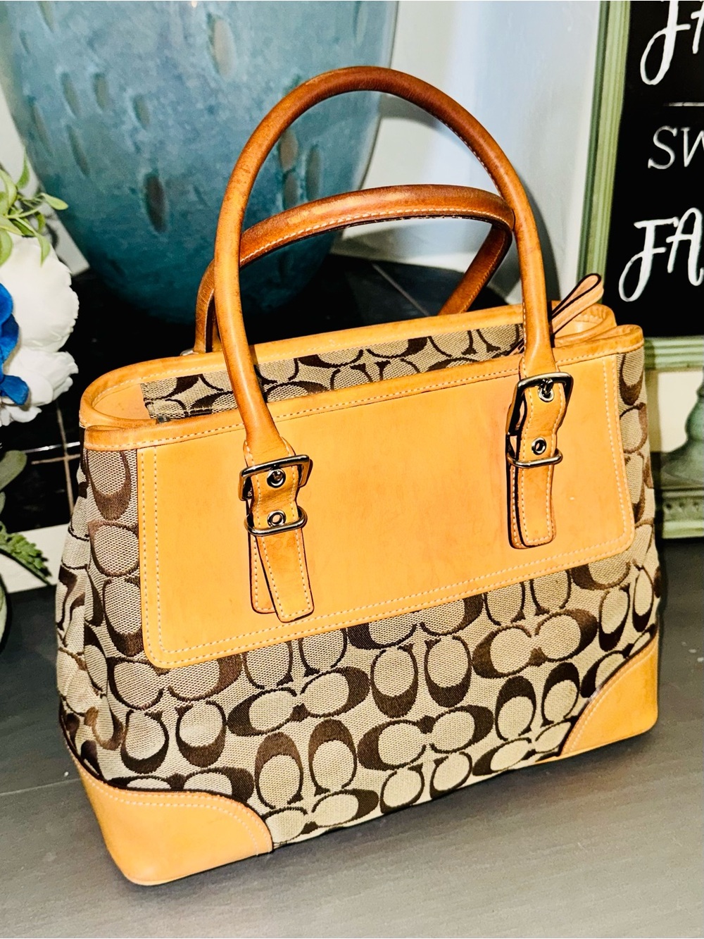 Coach Hampton Signature C top zip carryall Satchel 2004 Vintage - EUC - Picture 5 of 16